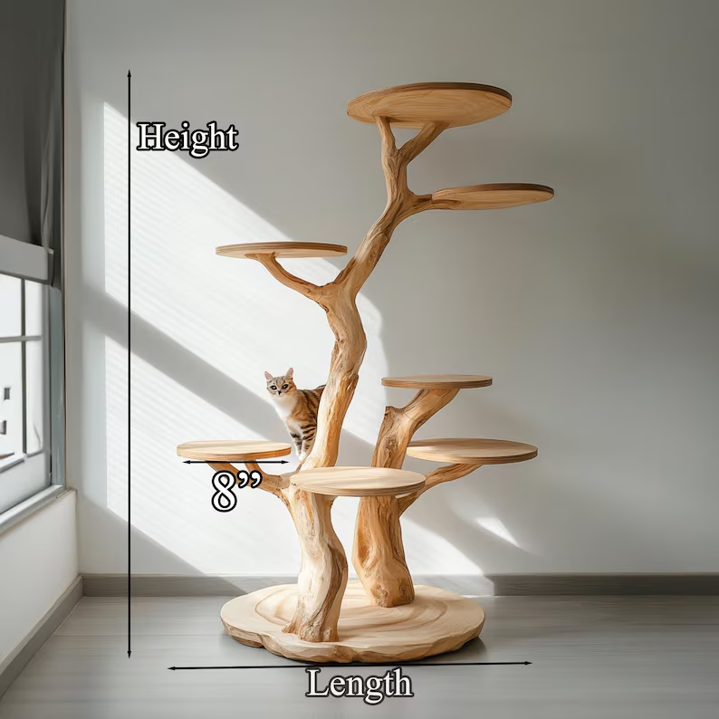Naturally Solid Wood Cat Tree Tower