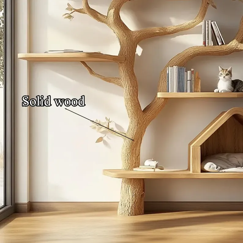 Handmade Tree-Shaped Pet House Storage Rack