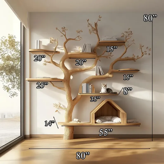 Handmade Tree-Shaped Pet House Storage Rack