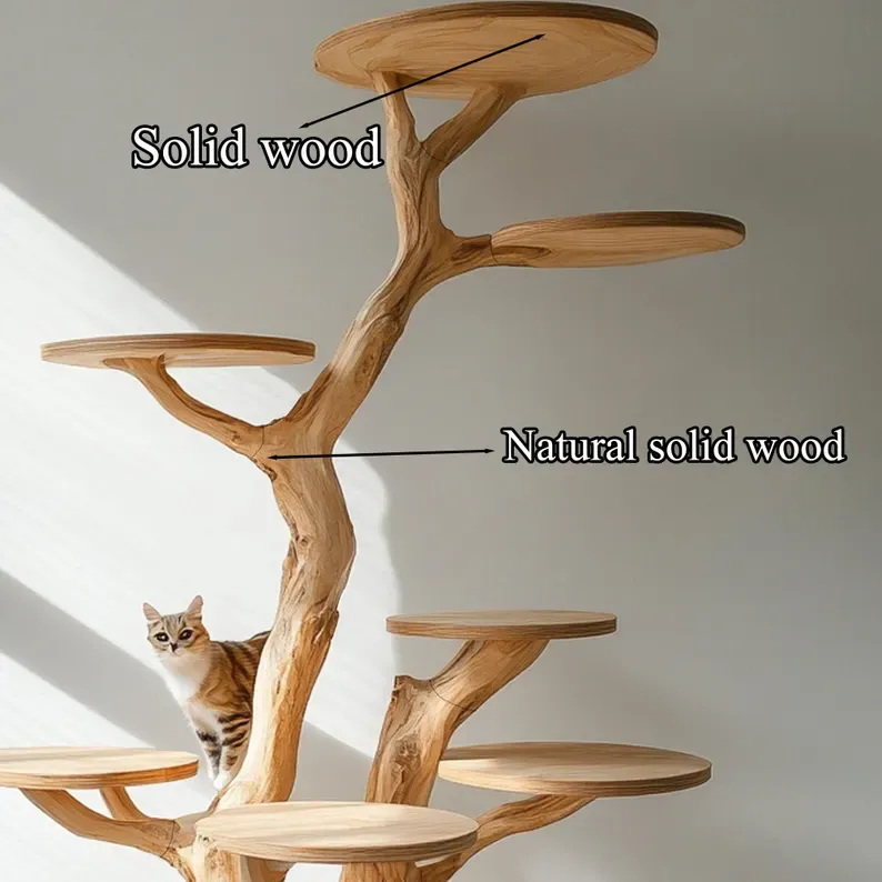 Naturally Solid Wood Cat Tree Tower