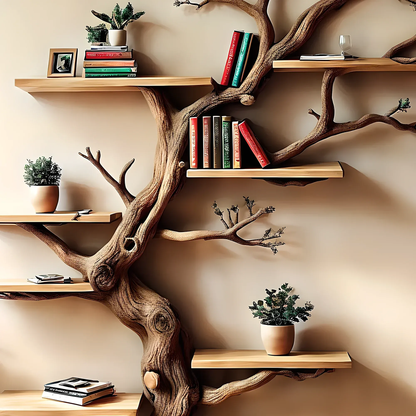 Wooden Tree-Shaped Children's Bookshelf