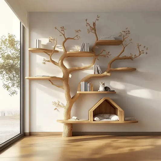 Handmade Tree-Shaped Pet House Storage Rack