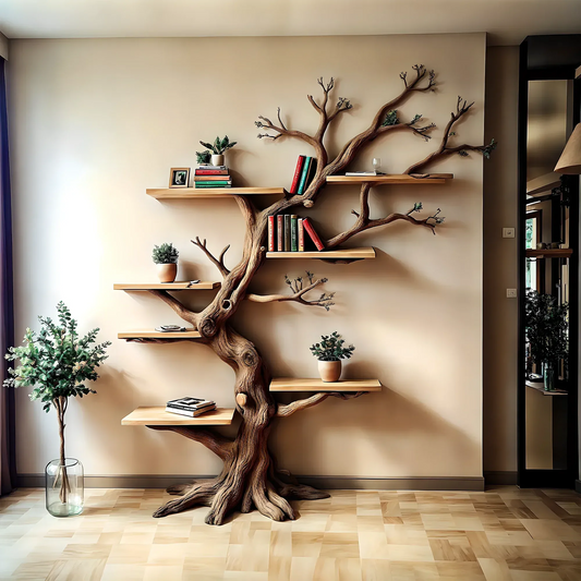 Wooden Tree-Shaped Children's Bookshelf