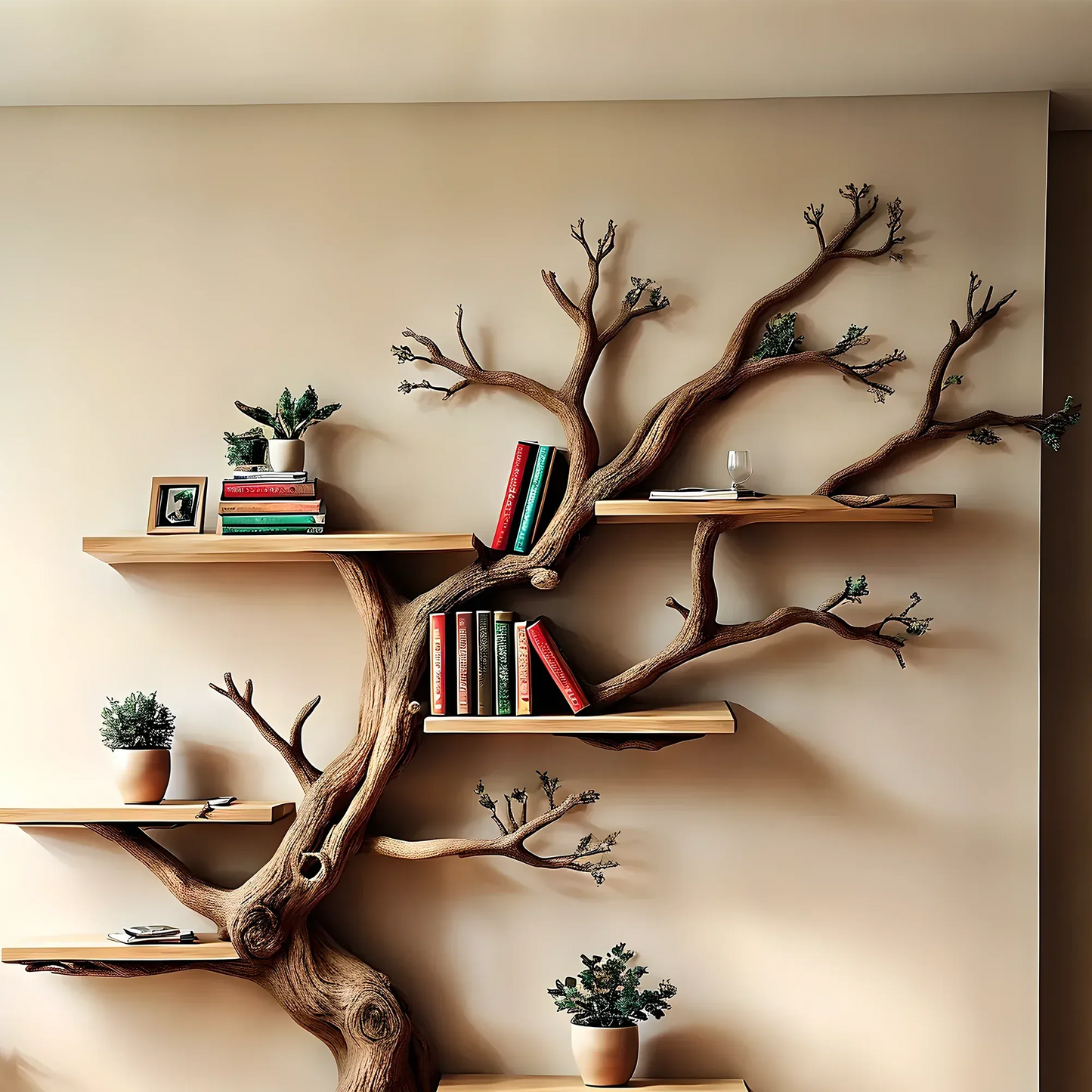 Wooden Tree-Shaped Children's Bookshelf